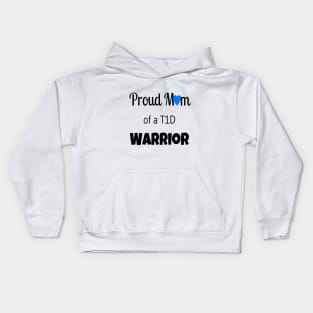 Proud Mom Of A T1D Warrior - Blue Heart Kids Hoodie